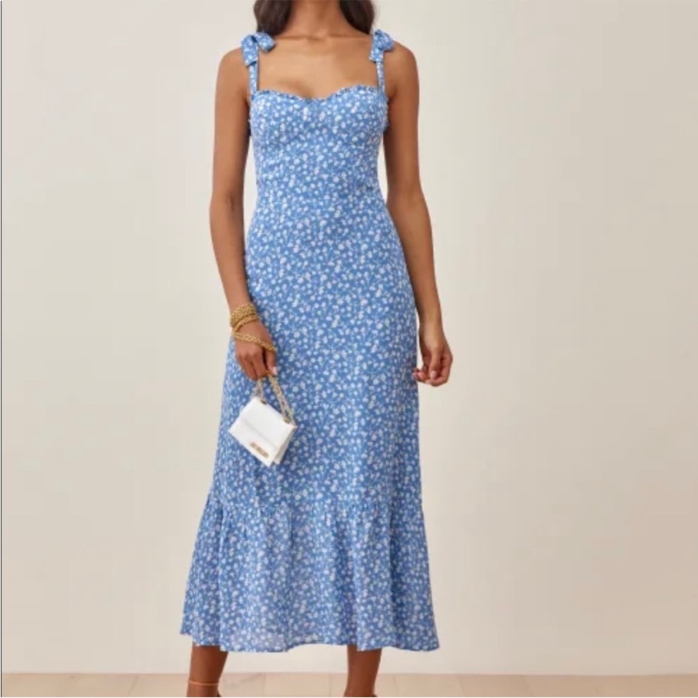 Reformation Nikita Blue Floral Maxi Dress